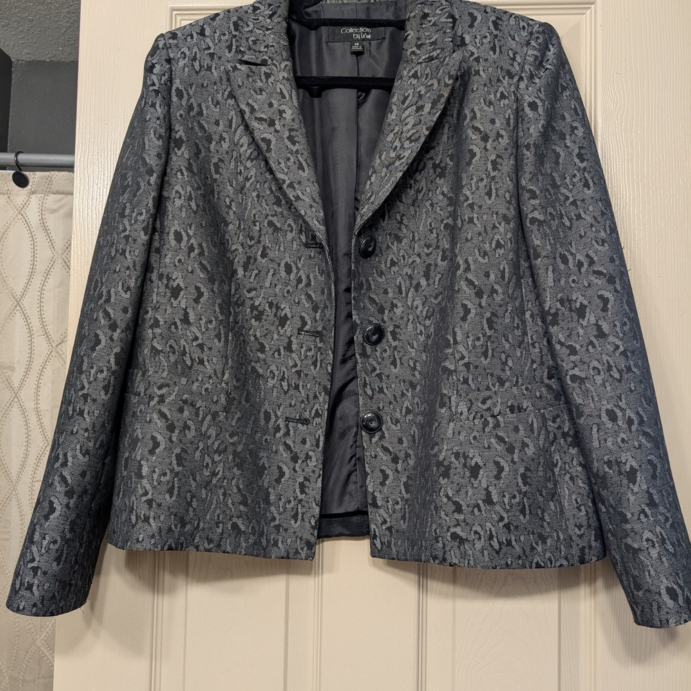 Collections By LeSuit Charcoal Print Blazer